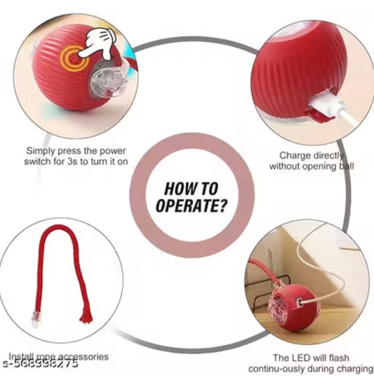 Interactive USB Rechargeable Cat & Dog Toy Ball with Rope – Smart Pet Play Ball